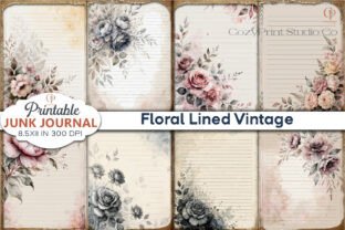 Floral Lined Vintage Junk Journal Pages Graphic by CozyPrint Studio Co ...