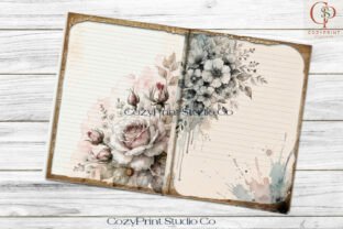 Floral Lined Vintage Junk Journal Pages Graphic by CozyPrint Studio Co ...