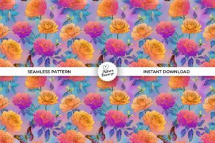 Girly Neon Rose Flowers Patterns Graphic by Pattern Universe · Creative ...