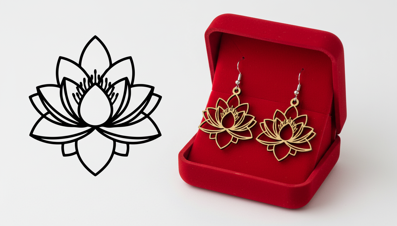 Lotus Flower Earring Laser Cut Design