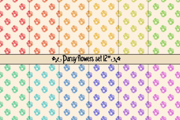 Pansy Flowers Set