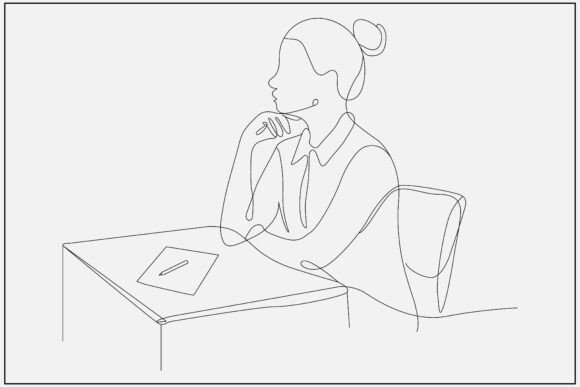 Person at Desk One Line Art
