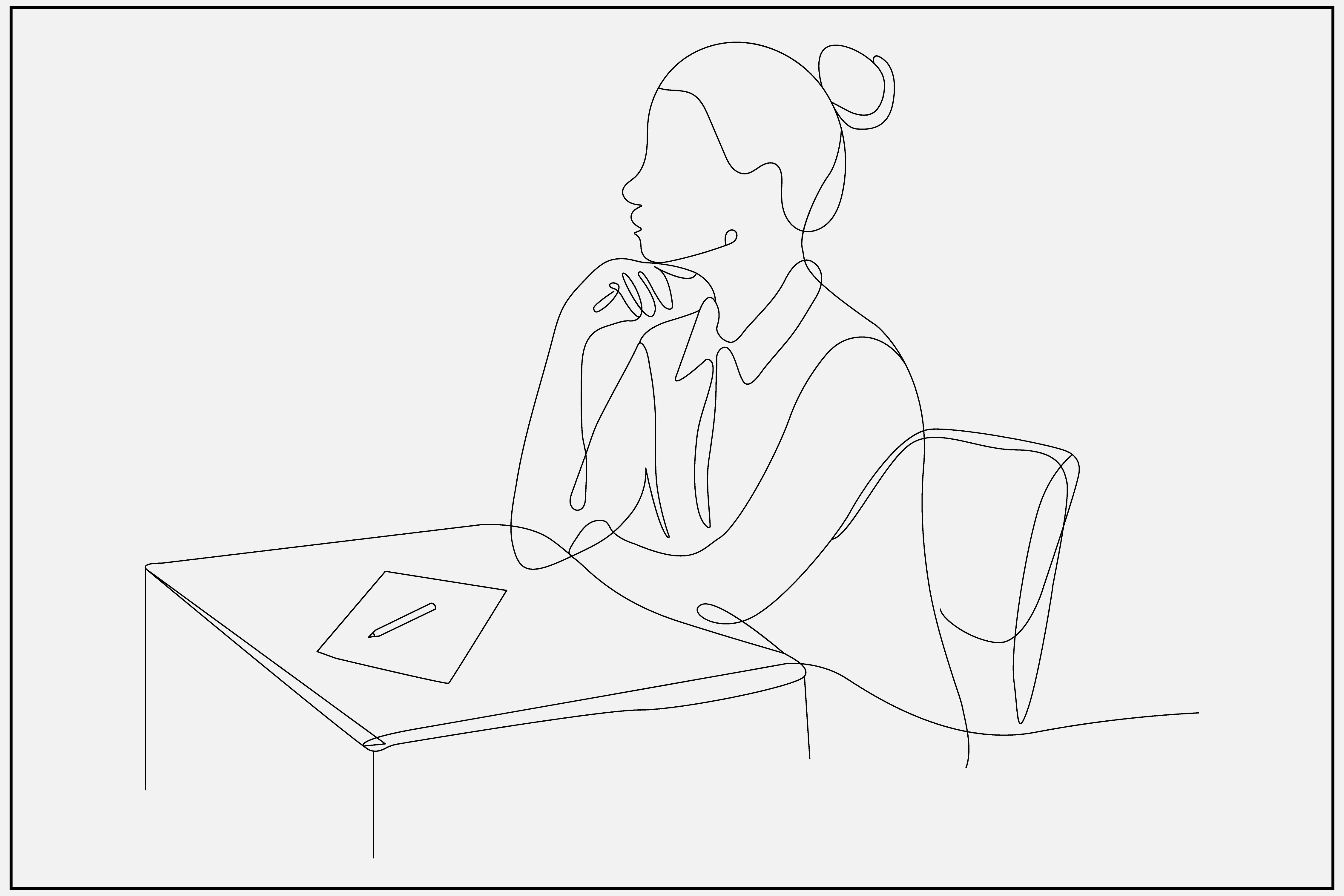 Person at Desk One Line Art