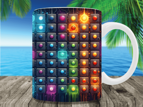 Retro Arcade Button Colorful Mug Wrap