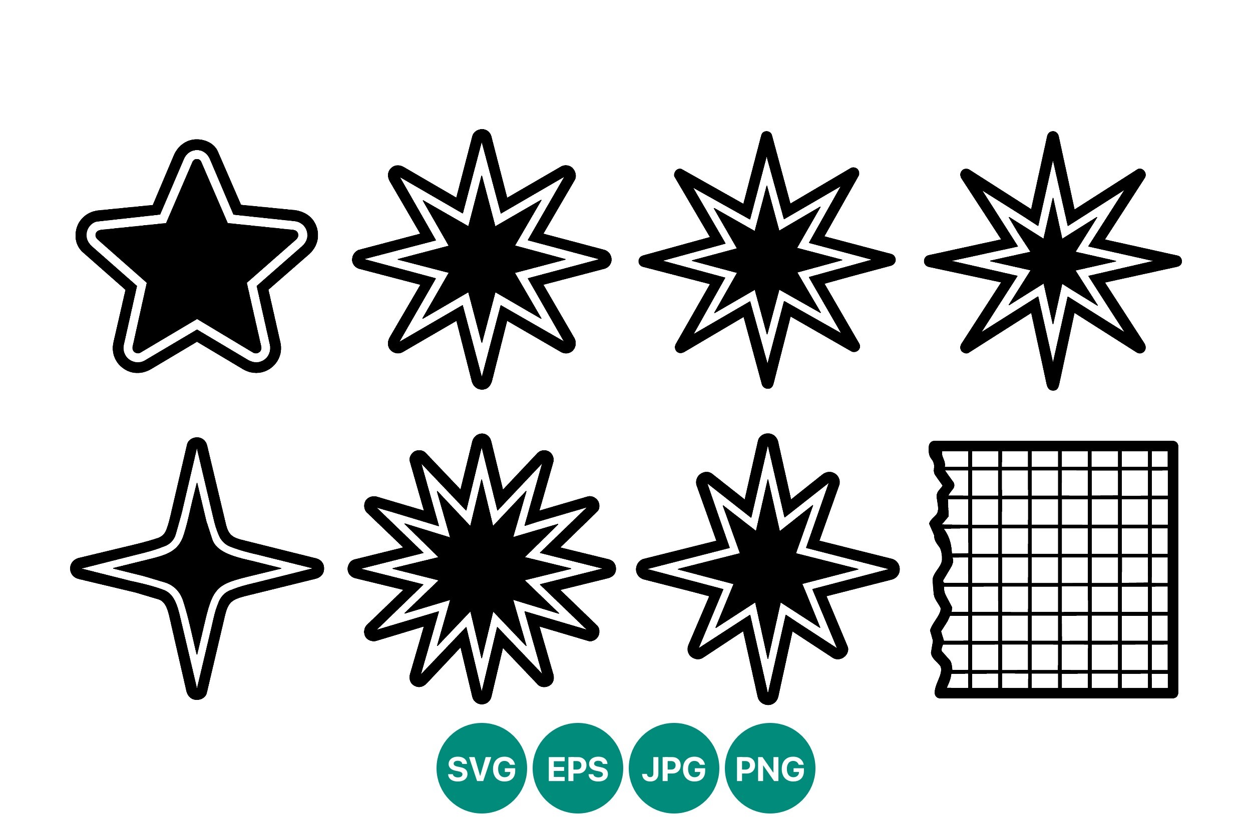 Starburst Shapes and Grid Vector Set