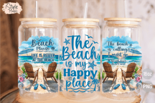 Summer Beach Quotes 16oz Glass Can Wrap Graphic by iStyleMagic ...
