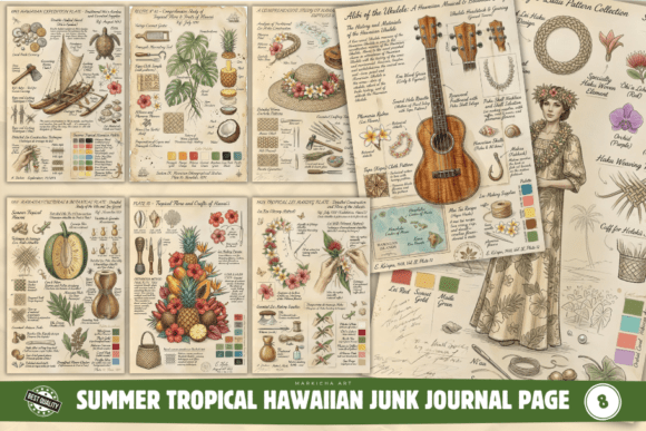 Summer Tropical Hawaiian Junk Journal Graphic by Markicha Art ...