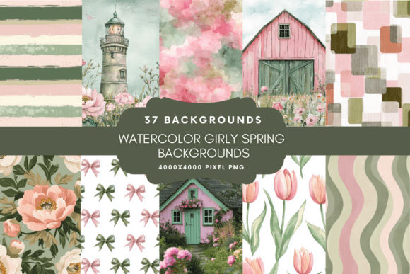 Watercolor Girly Spring Backgrounds Illustration Fonds d'Écran Par Enchanted Marketing Imagery