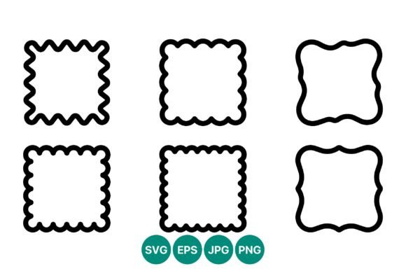 Wavy Square Frame Vector Set