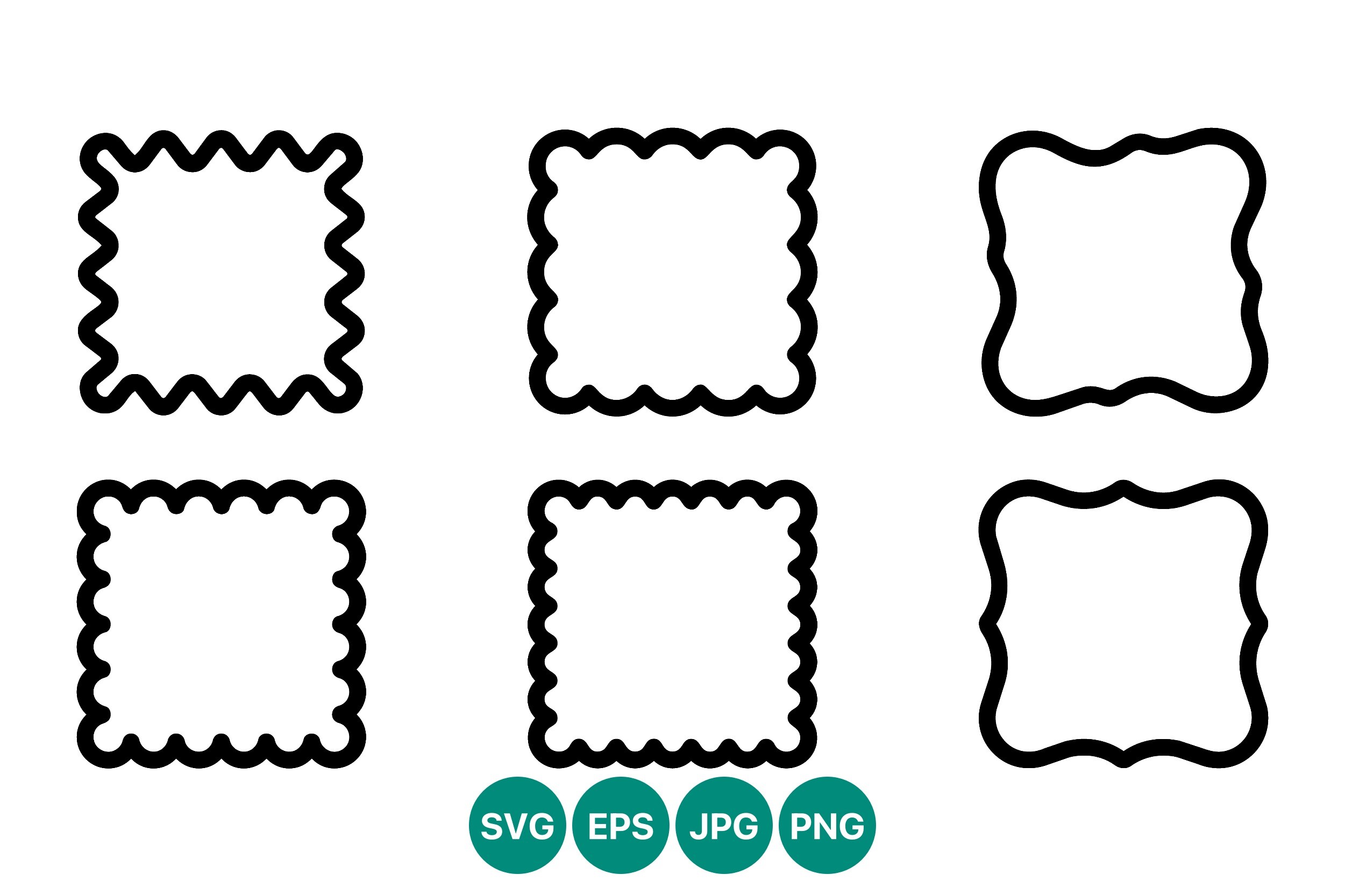 Wavy Square Frame Vector Set