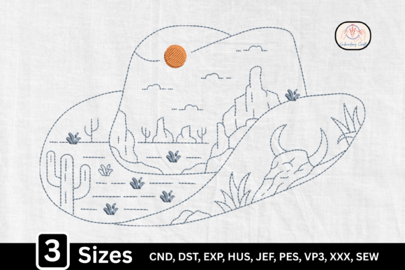 Western Desert Cowboy Line Art Hat