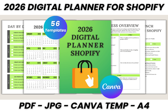 2026 Digital Planner for Shopify Canva Template