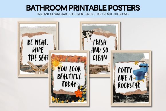 Bathroom Quotes Collage Wall Art Poster
