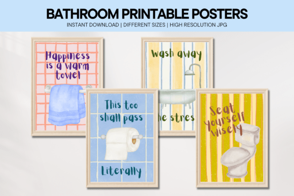 Bathroom Quotes Neutral Wall Art Poster