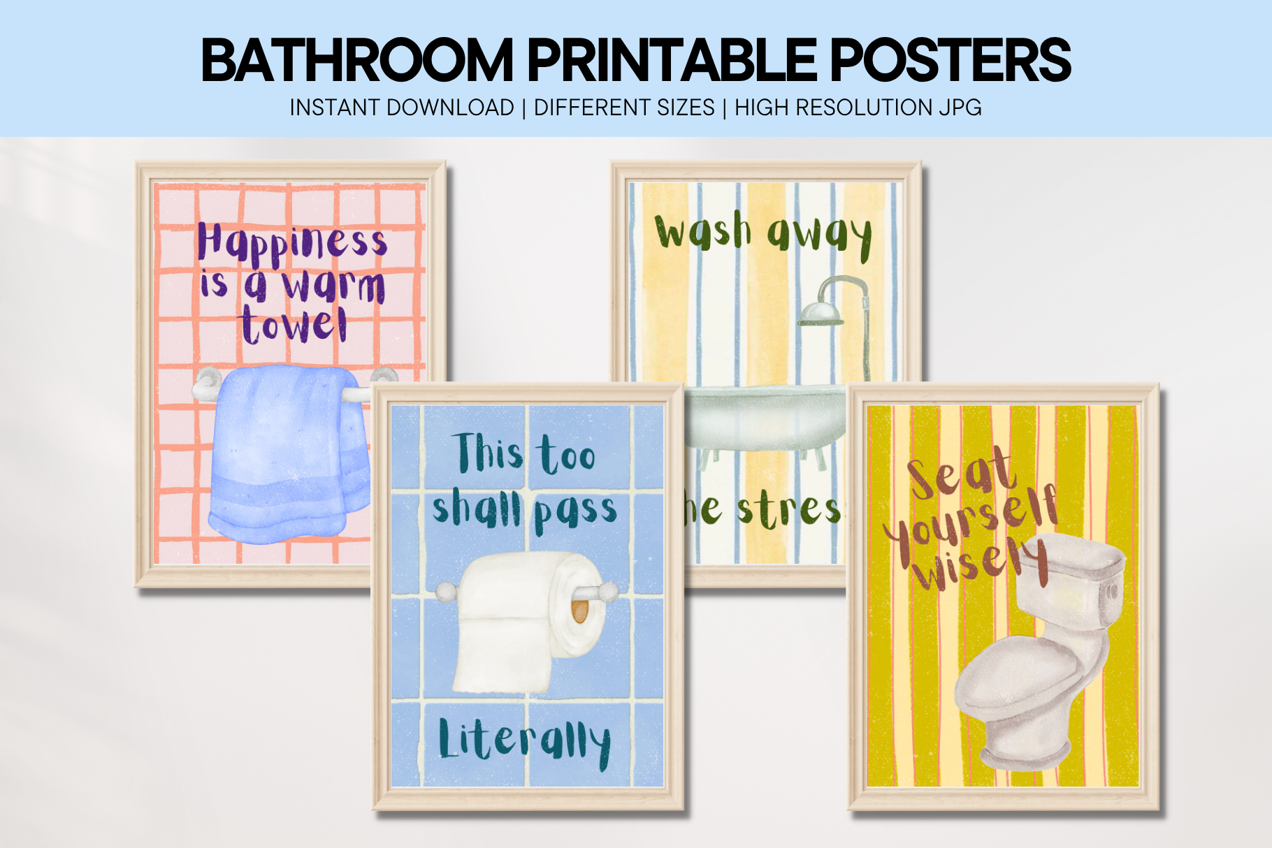 Bathroom Quotes Neutral Wall Art Poster