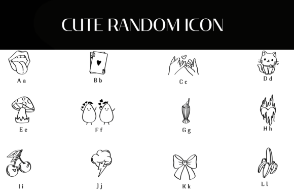 Cute Random Icons Font PNG with transparent background - Preview 1