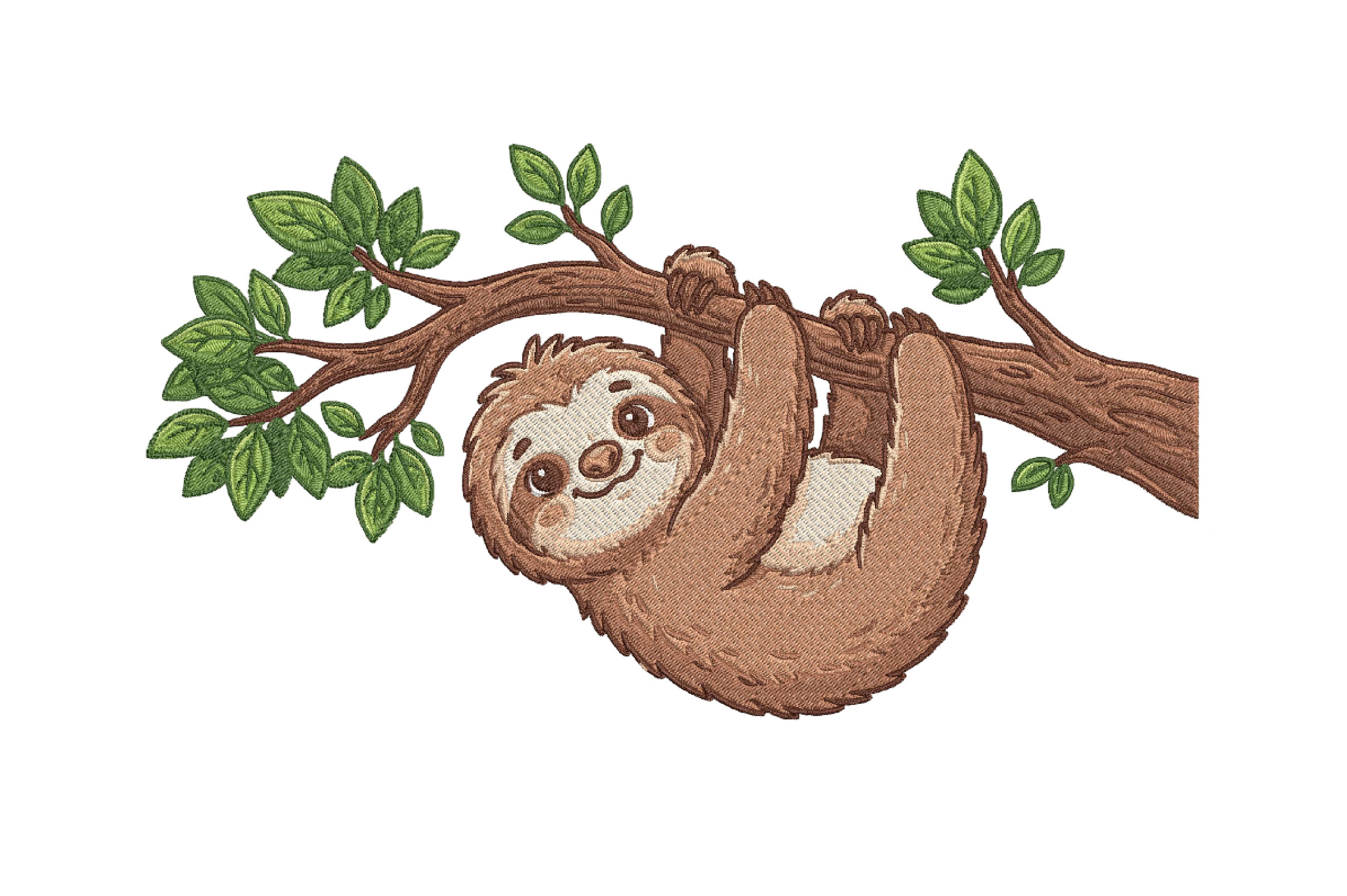 Cute Sloth Embroidery Design