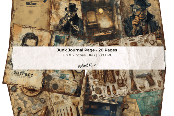 Detective Junk Journal Pages Set
