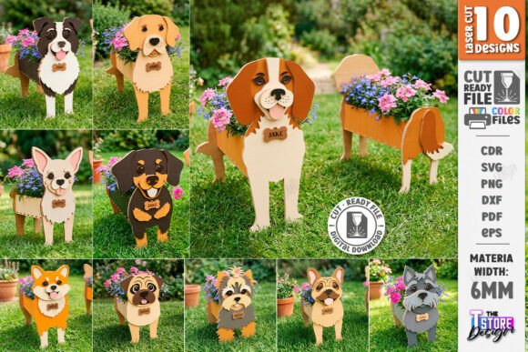 Dog Breeds Wooden Planter Laser Bundle Lasersnijden Door The T Store Design