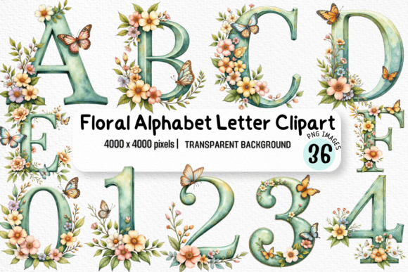 Floral Alphabet Letter Clipart Bundle Graphic by Marshall Designs ...