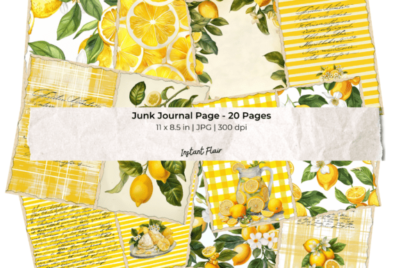 Lemon Junk Journal Pages Bundle Grafik Hintegründe Von Instant Flair