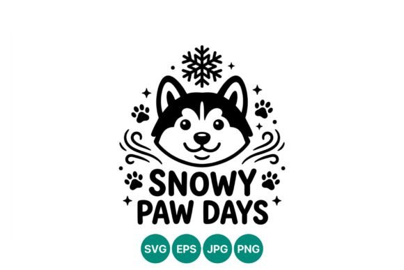 Snowy paw days husky dog vector SVG for Cricut winter shirt HTV and holiday tumbler sublimation