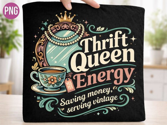 Thrift Queen Energy Vintage Mirror PNG