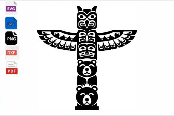 Tribal Totem Pole SVG Bear Eagle Art Gráfico Artesanato Por mhrana730