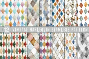 Vintage Harlequin Seamless Pattern Graphic by WatercolorArtist ...