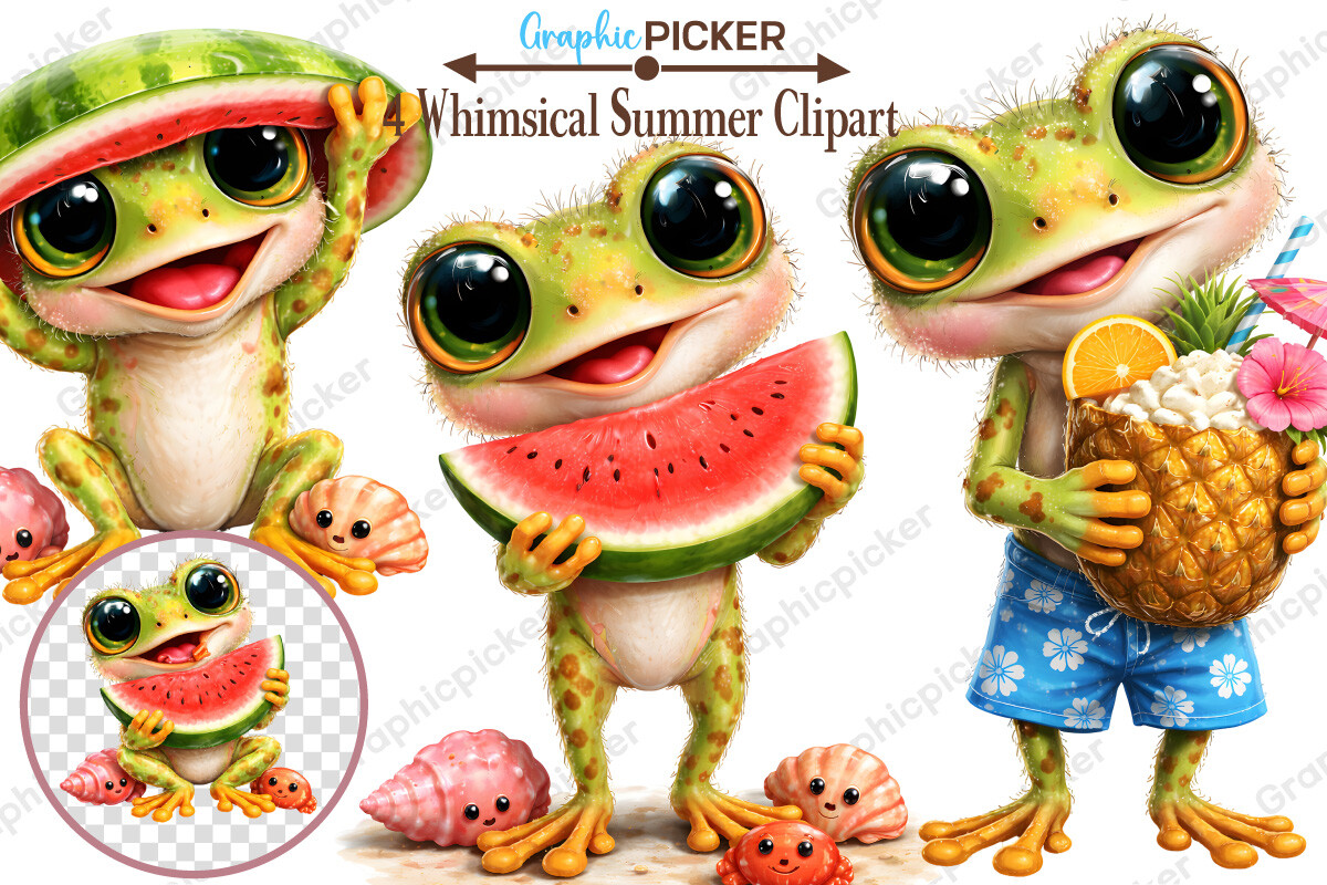 Whimsical Frog Clipart, Summer Frog PNG Graphic by GraphicPicker ...