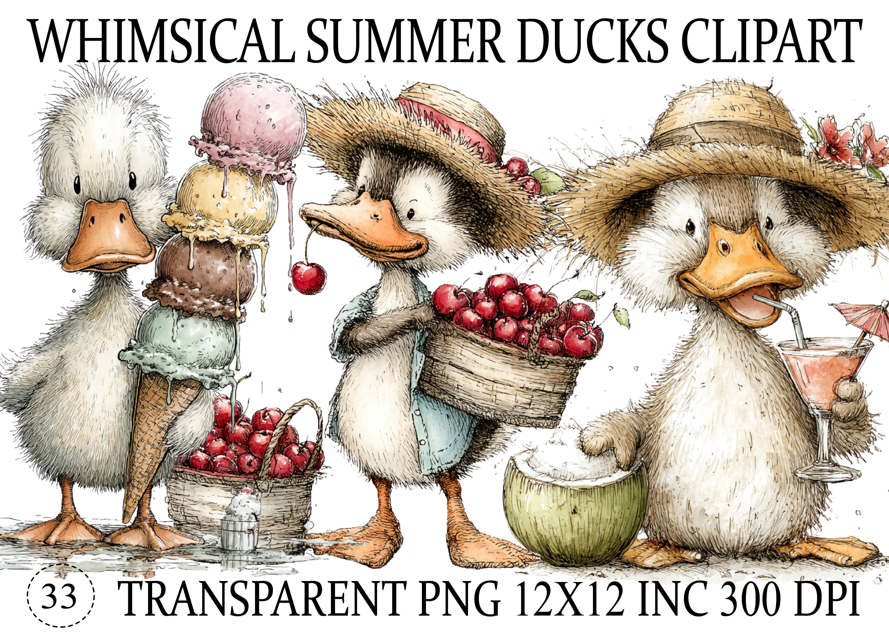 Whimsical Summer Ducks Clipart Graphic by KDP TEMPLATES ART · Creative ...