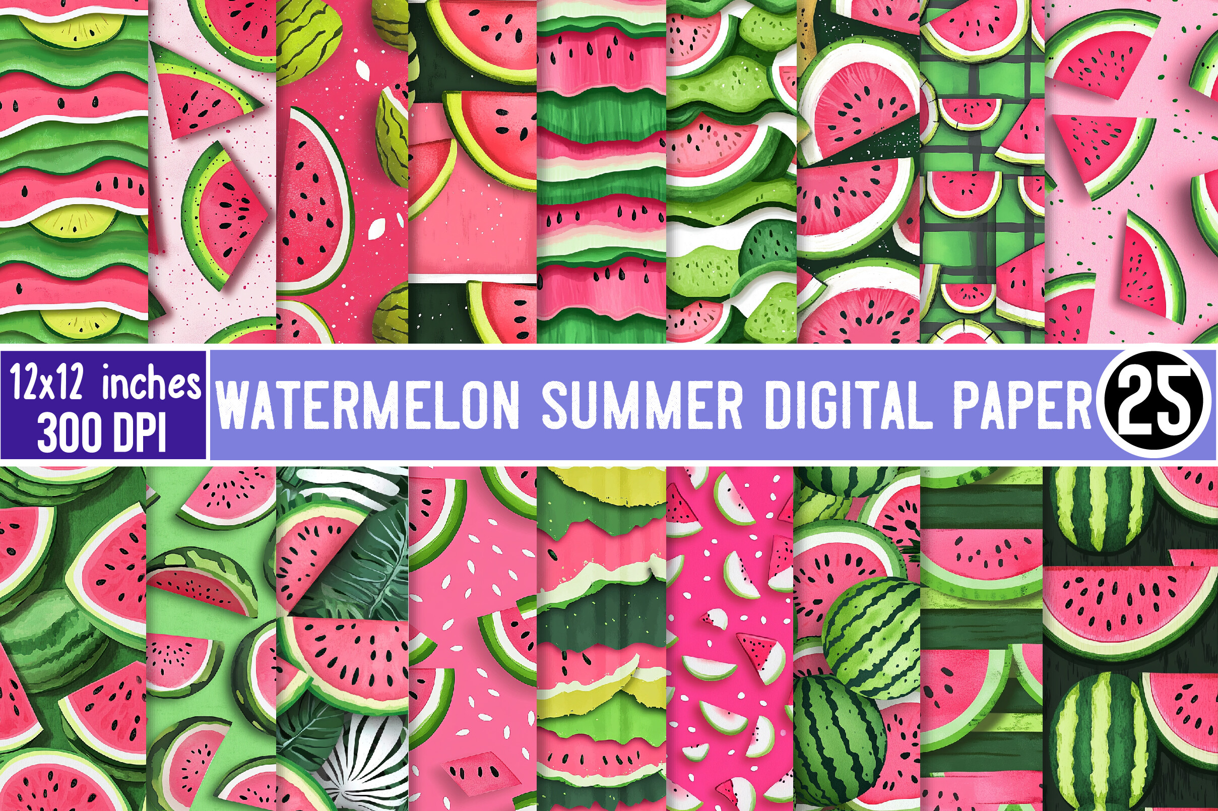 Watermelon Summer Digital Paper Graphic by TshirtMaster · Creative Fabrica