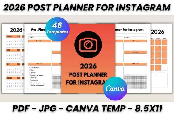2026 Post Planner for Instagram Canva Template