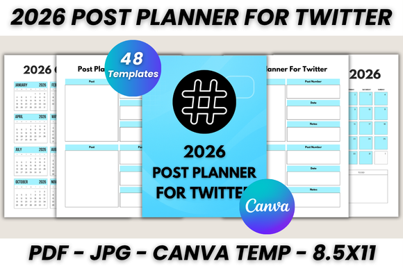 2026 Post Planner for Twitter Canva Template