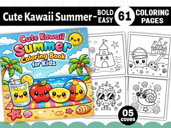 Preview of 60+ Cute Kawaii Summer Coloring Pages coloring pages for kids