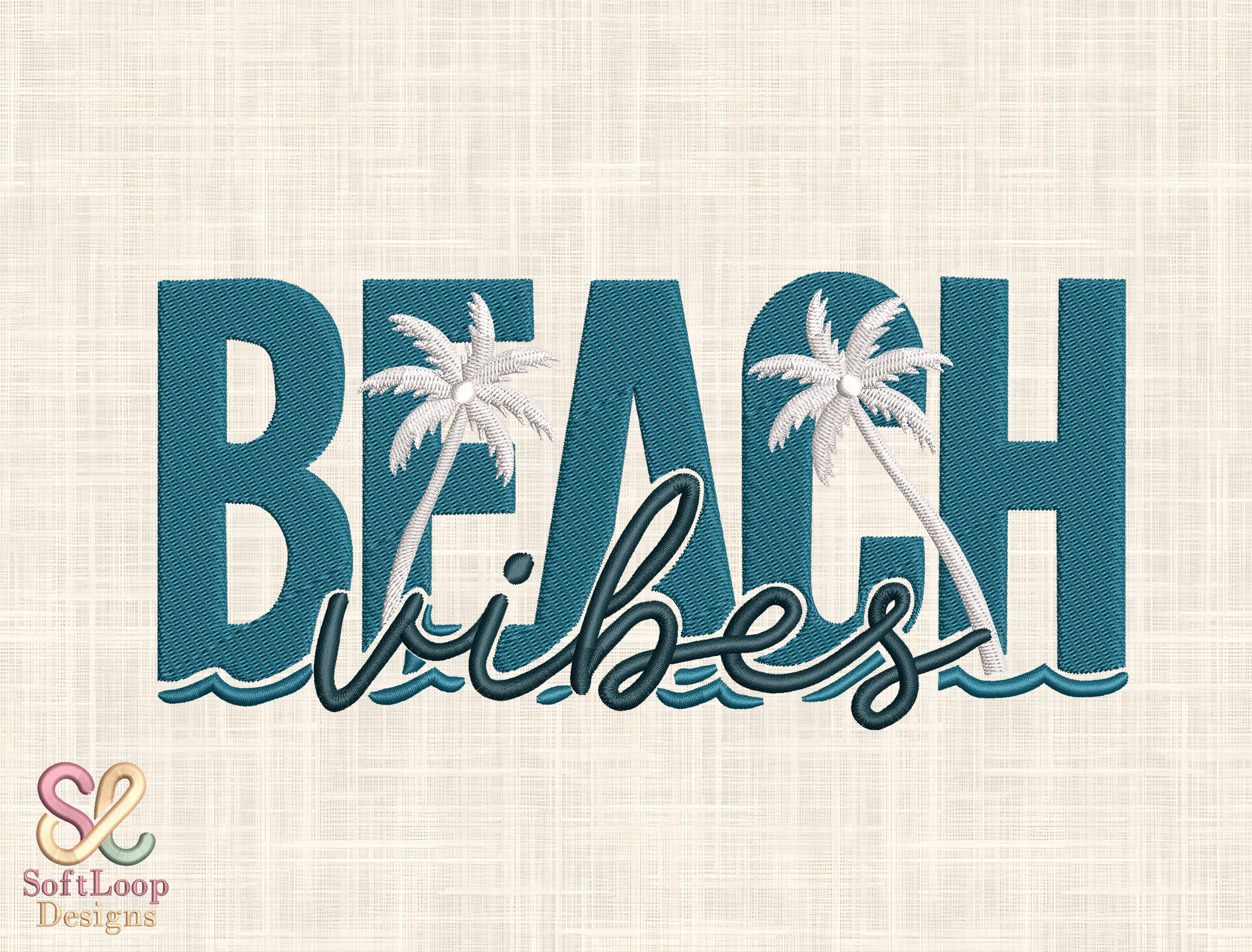 Beach Vibes Embroidery Design