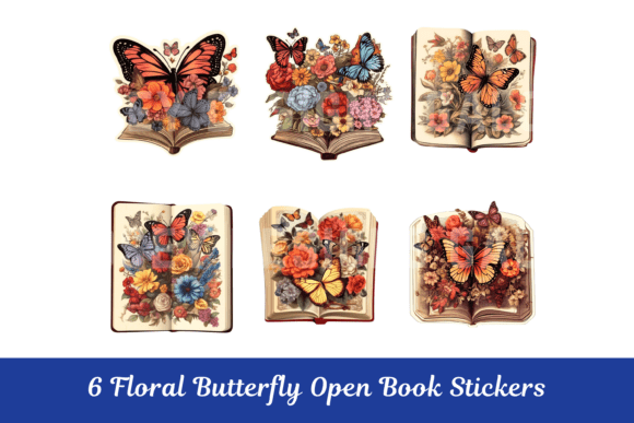 Butterfly Open Book Scrapbook Stickers