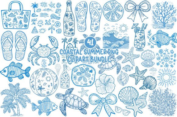 Coastal Summer Png Clipart Bundle Graphic Illustrations By SinaCreation