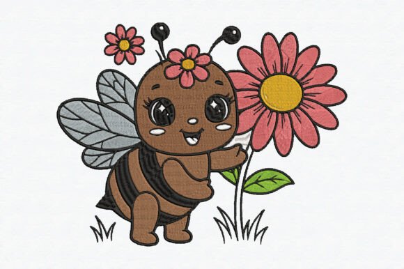 Cute Bee Embroidery Design