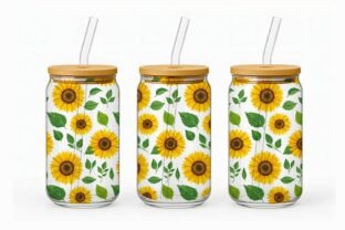 Floral Summer 16oz Glass Can Wrap PNG Graphic by Foxmia · Creative Fabrica