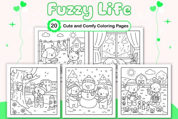 Fuzzy Life Cute and Comfy Coloring Pages