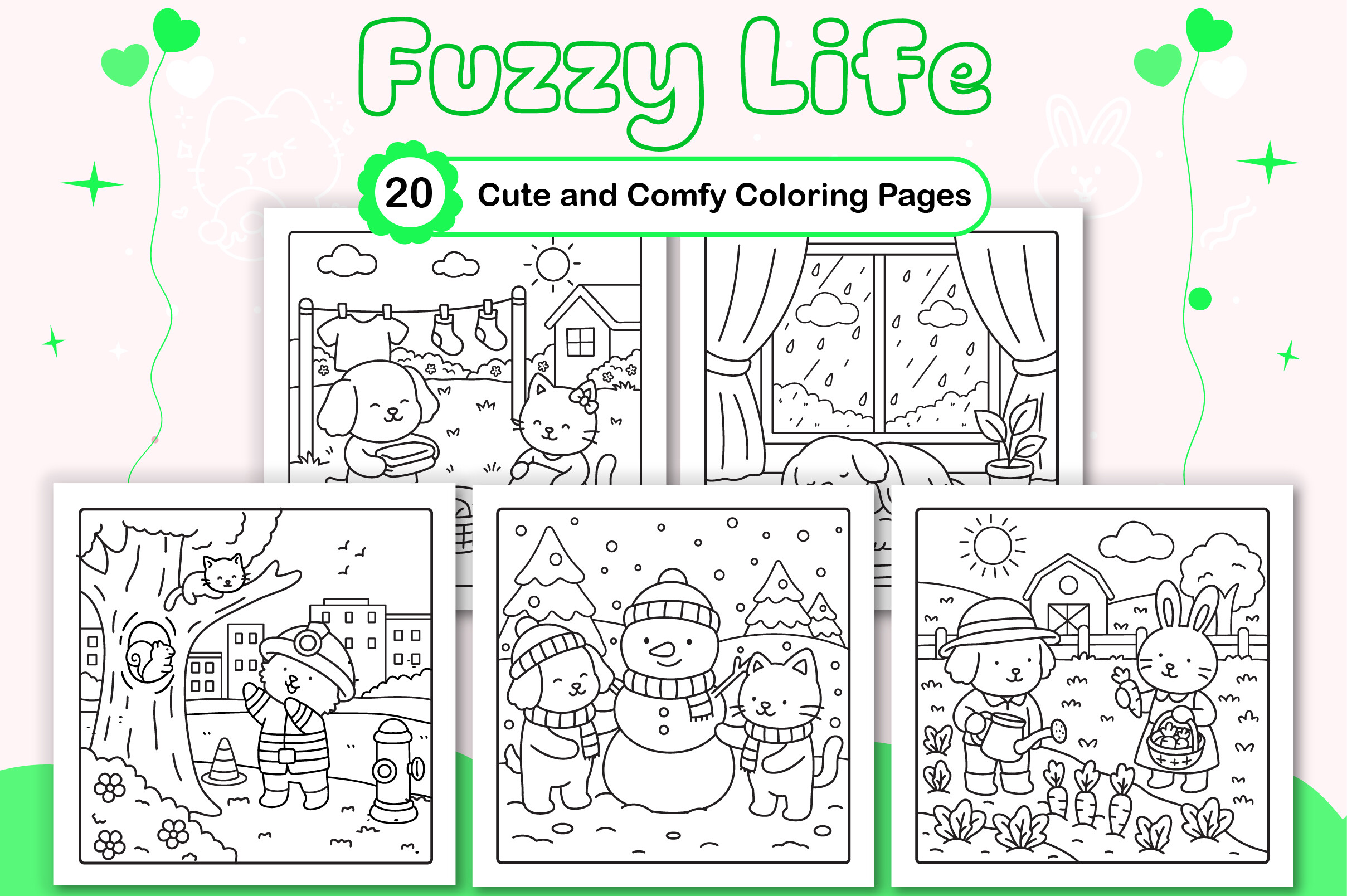 Fuzzy Life Cute and Comfy Coloring Pages