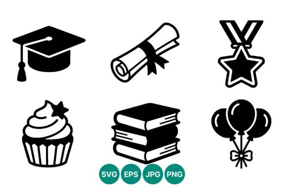 Graduation Cap Diploma Medal Cupcake Illustration Illustrations Imprimables Par DesignVectx