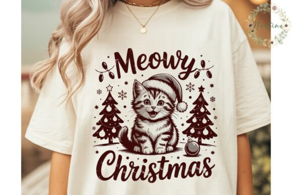 Meowy Christmas Kitten PNG Clipart Afbeelding Afdrukbare Illustraties Door Nastine