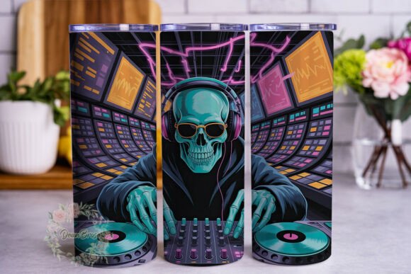Neon Skeleton DJ 20oz Tumbler Wrap