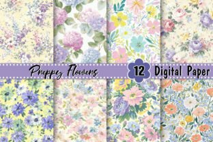 Preppy Flowers Digital Paper Graphic by Artistic Garden · Creative Fabrica