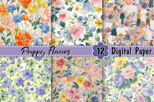 Preppy Flowers Digital Paper Graphic by Artistic Garden · Creative Fabrica