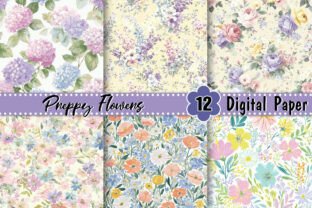 Preppy Flowers Digital Paper Graphic by Artistic Garden · Creative Fabrica