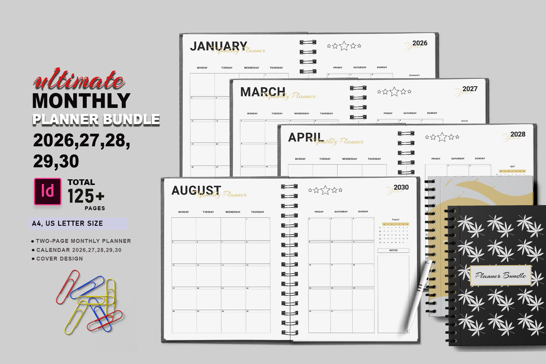 Printable Monthly Planner 2026-2030 Graphic by Design Zone · Creative ...