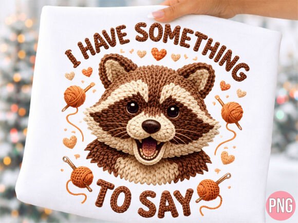 Raccoon Yarn Crochet Knitting Art PNG